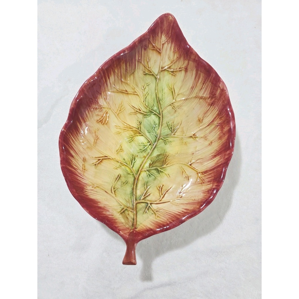Vintage Autumn Leaf Platter Fall Colors Ceramic By GKAO